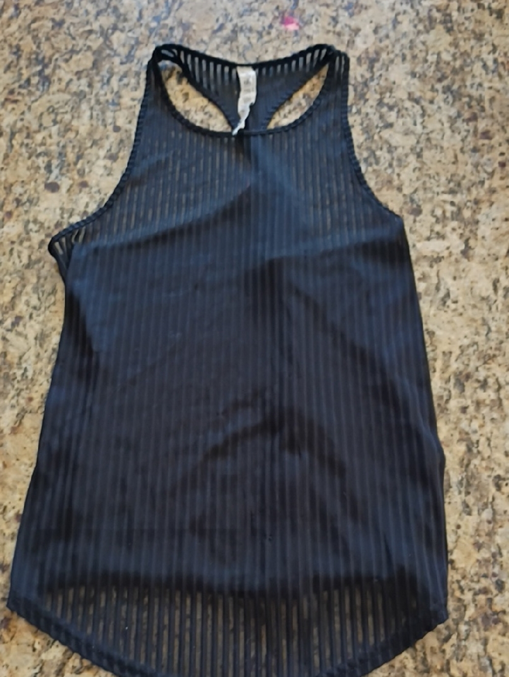 Alo Yoga Sheer Mesh Black Ribbed Racerback Tank Top - Women